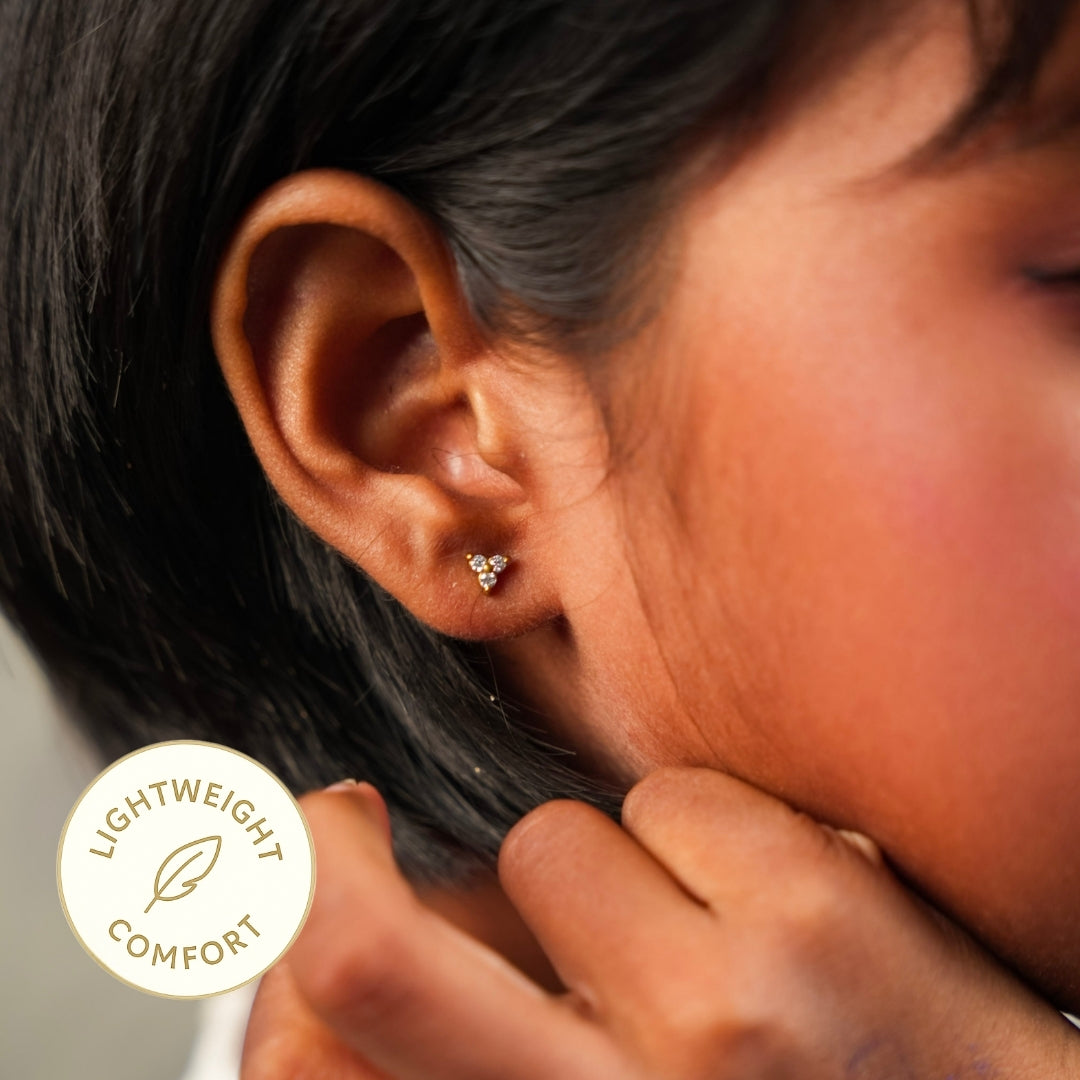 Trio Diamond Stud Earring