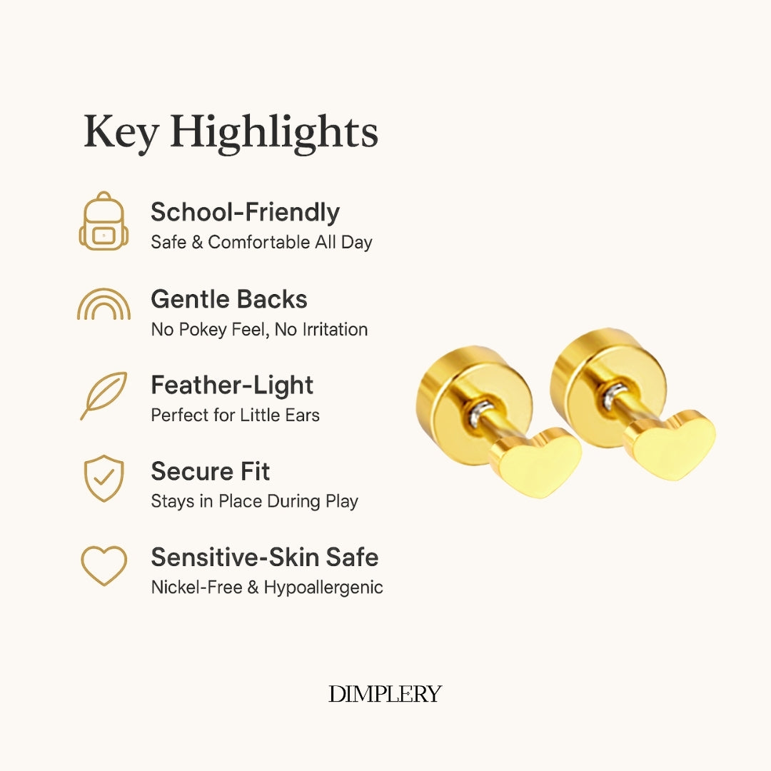 छोटे दिल के आकार की स्टड बाली