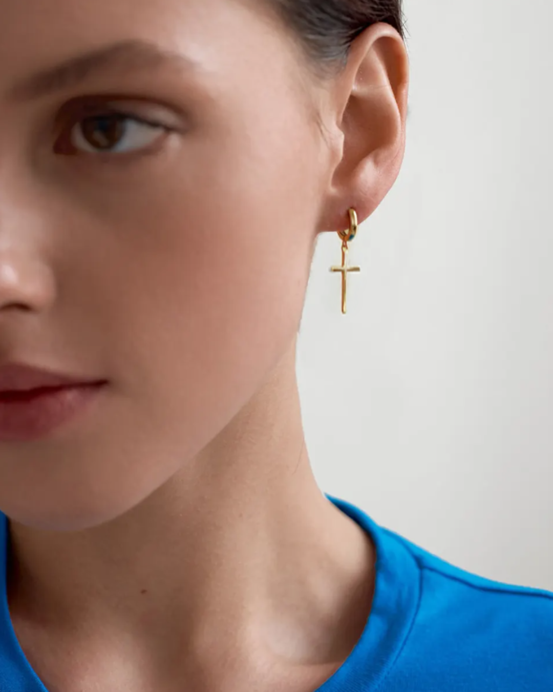 Classic Cross Hanging Hoop Earring