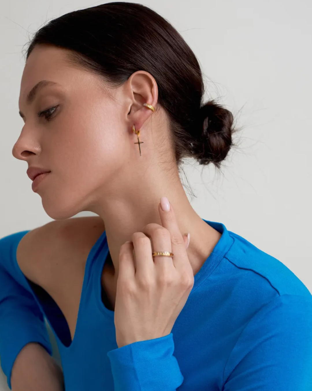 Classic Cross Hanging Hoop Earring