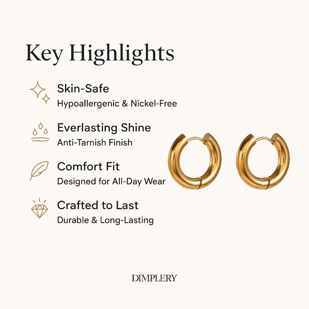 Aira Gold Hoop Earring - 12 MM