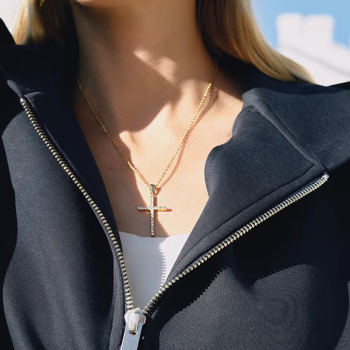 Cross Bold Zirconia Necklace