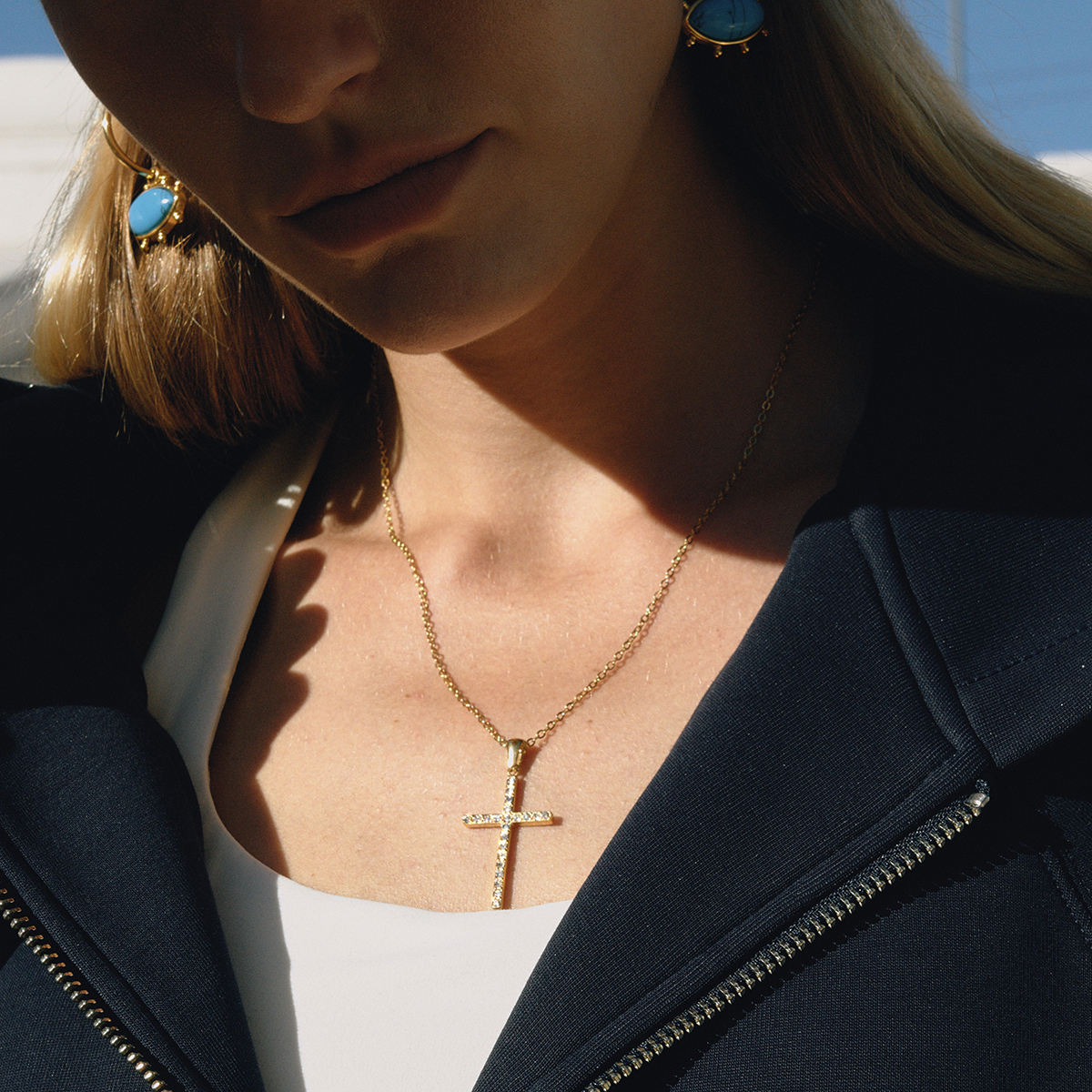 Cross Bold Zirconia Necklace
