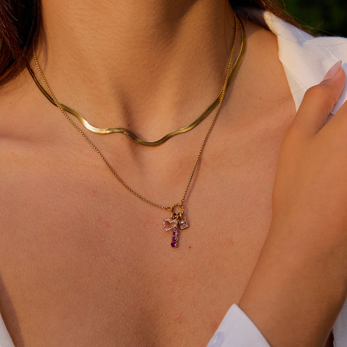 Aira Pink Charm Necklace