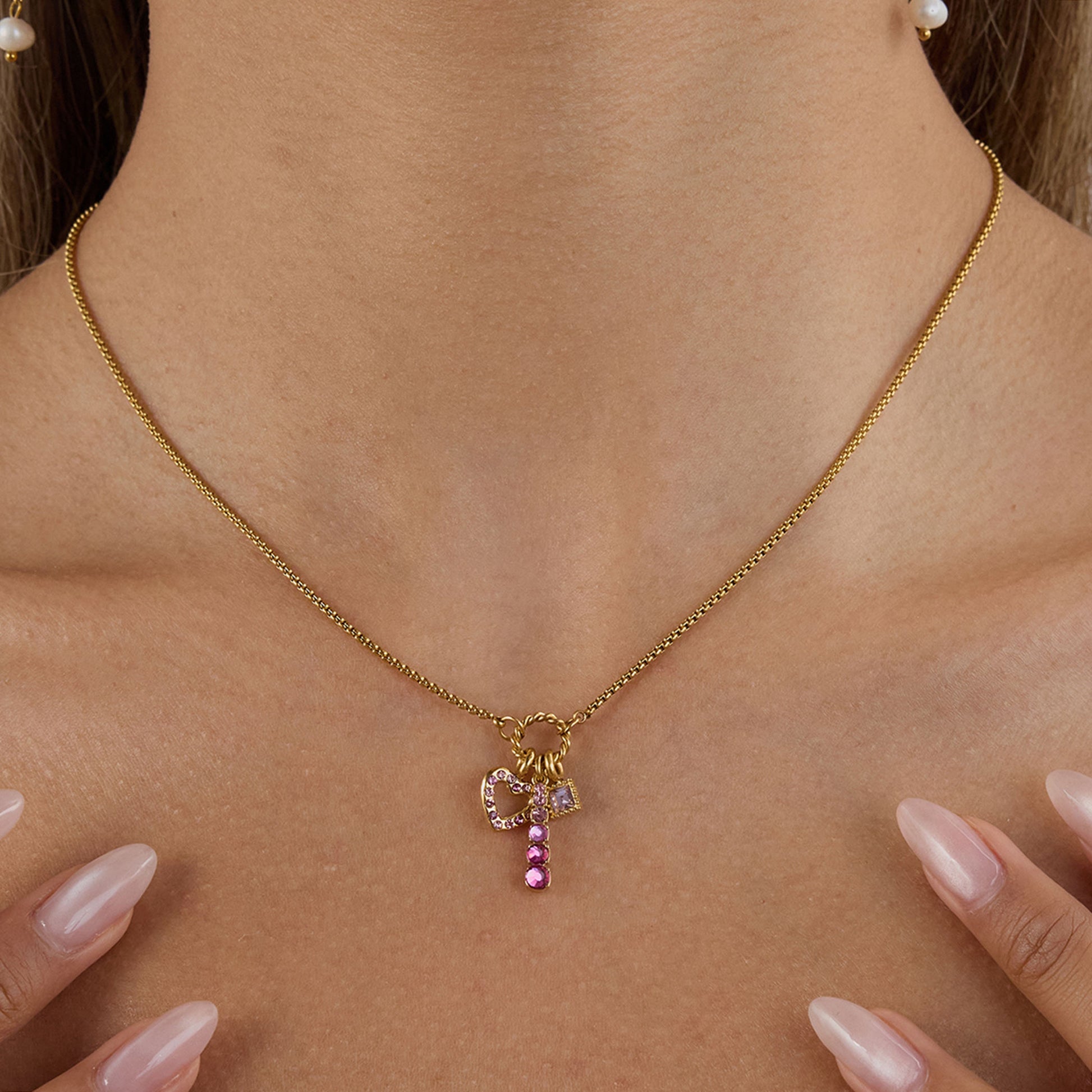 Aira Pink Charm Necklace