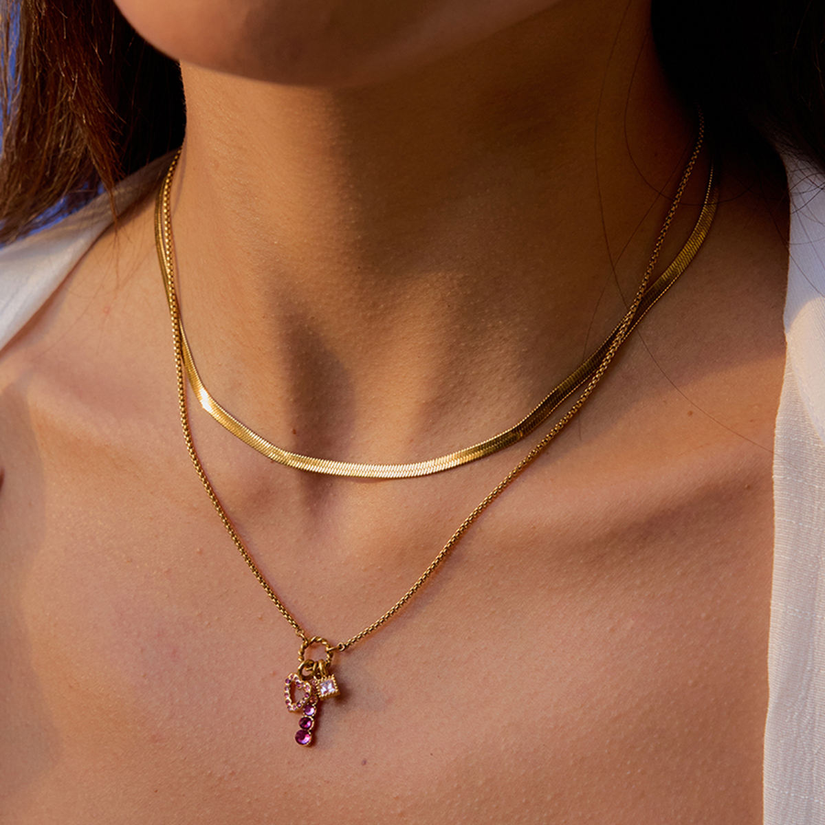 Aira Pink Charm Necklace