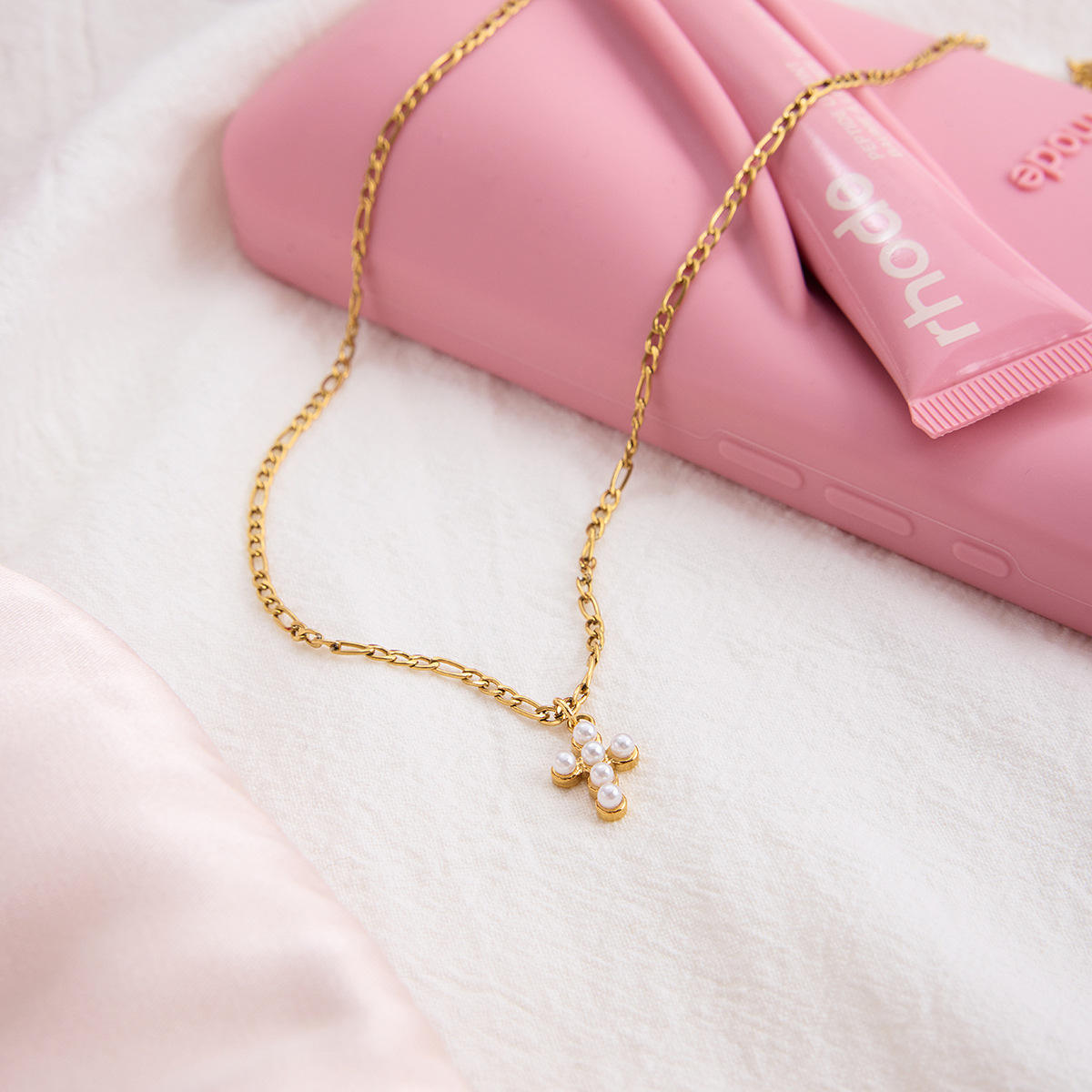 Cross Petite Pearl Necklace