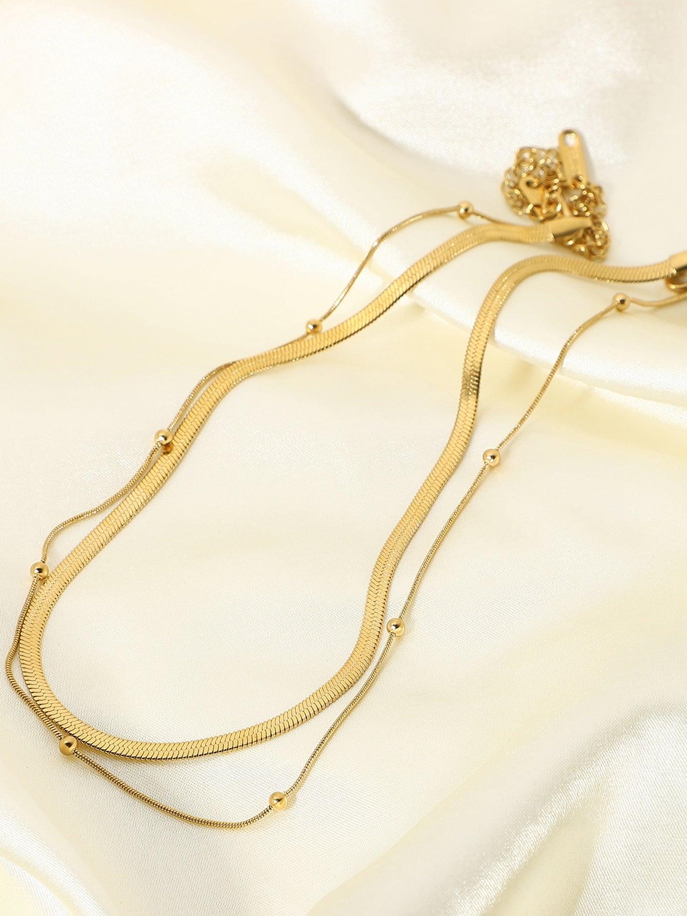 2 इन 1 लेयर्ड स्नेक और बीड नेकलेस सेट