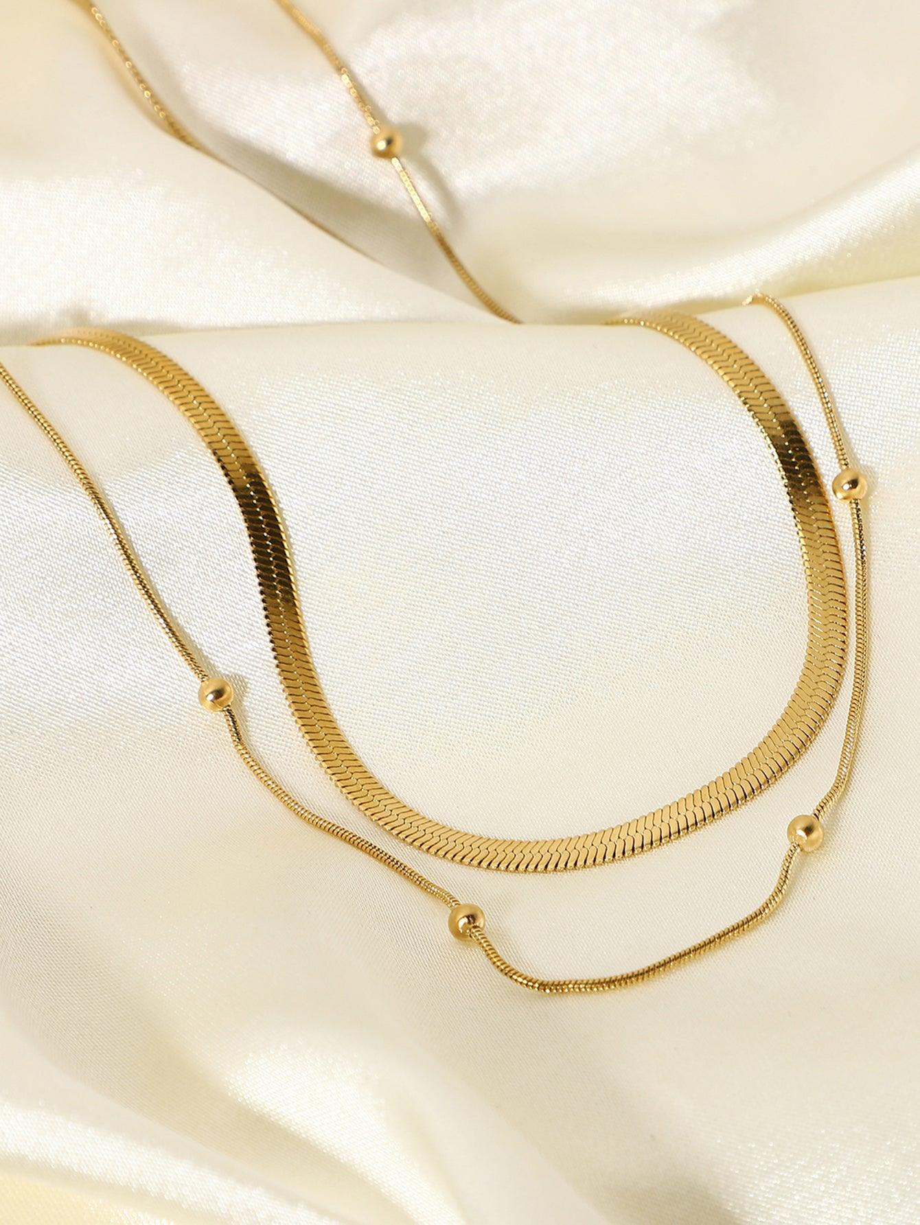 2 इन 1 लेयर्ड स्नेक और बीड नेकलेस सेट