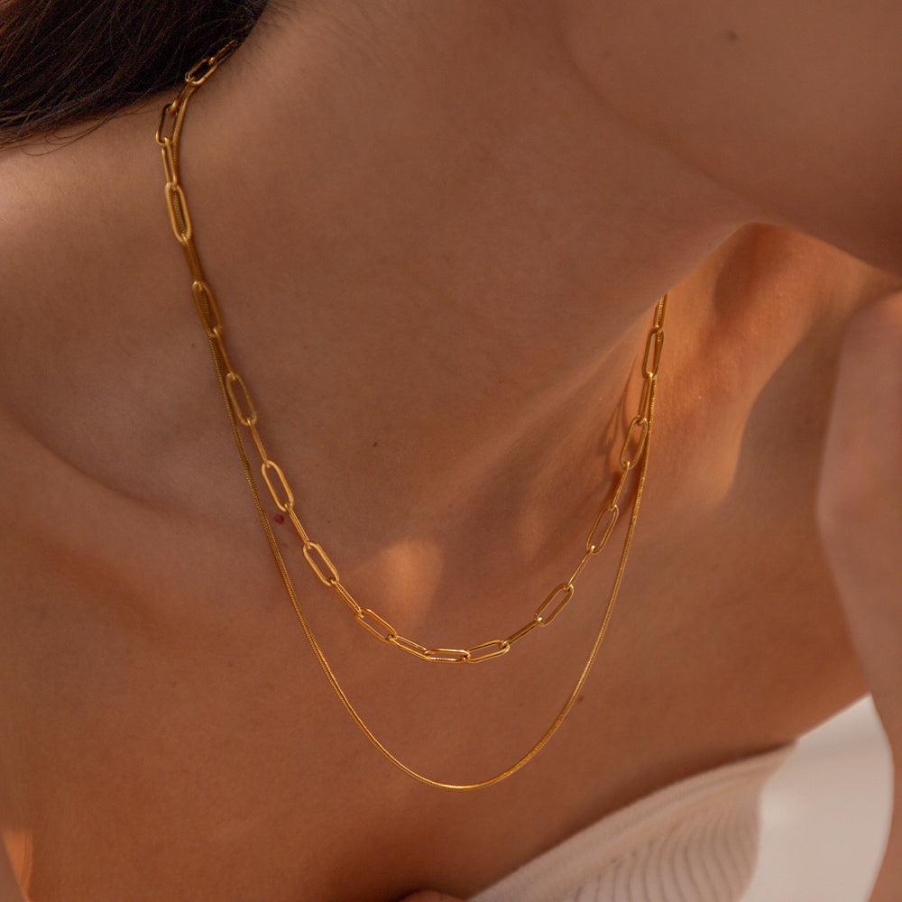 2 लेयर्ड पेपर क्लिप नेकलेस