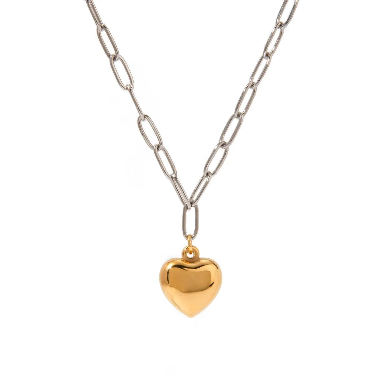 डुअल टोन हार्ट नेकलेस