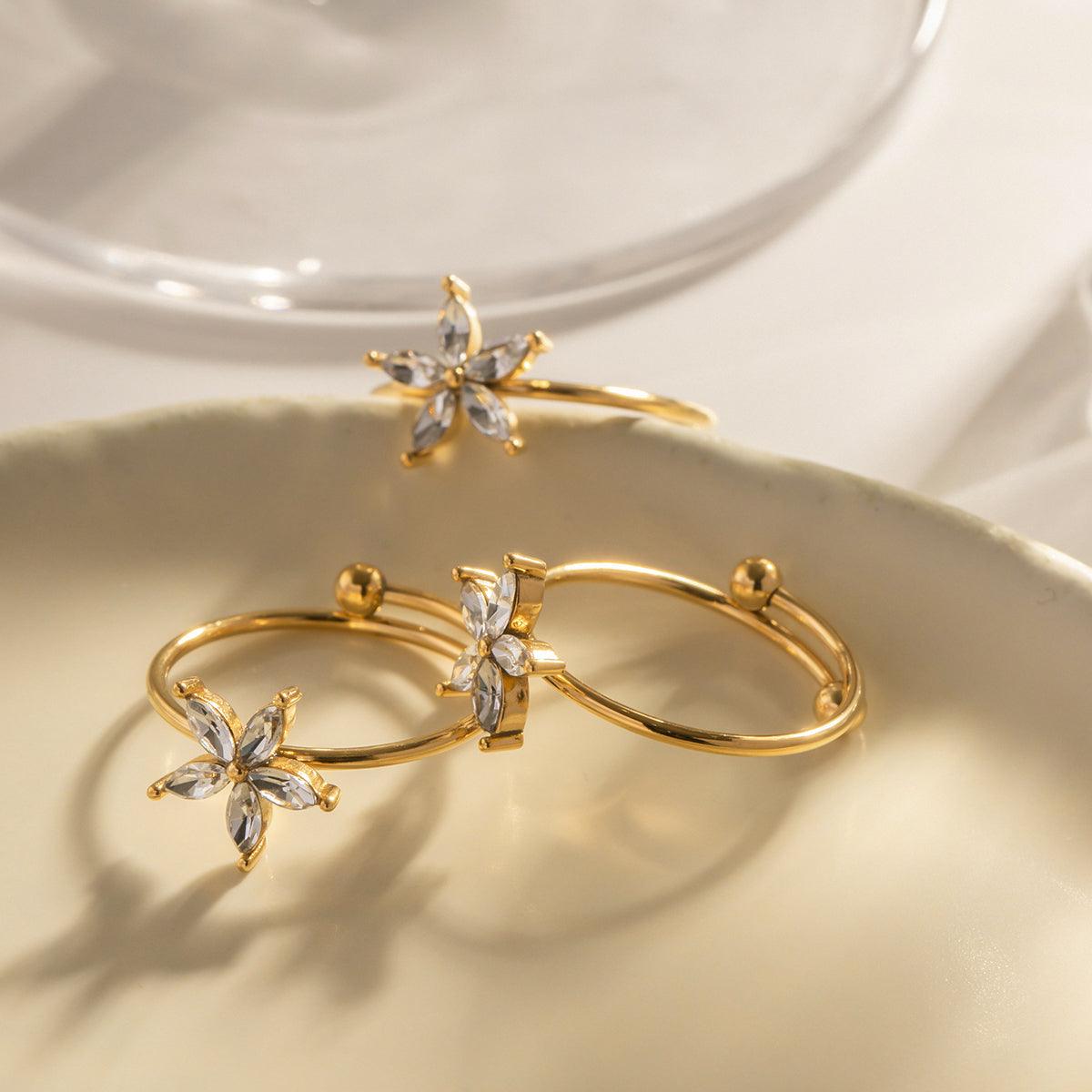 फूल ज़िरकोनिया आकार बदलने योग्य अंगूठी