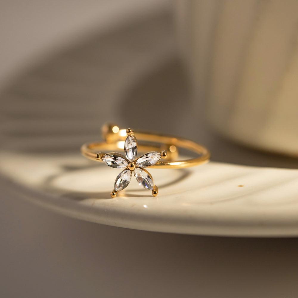 फूल ज़िरकोनिया आकार बदलने योग्य अंगूठी