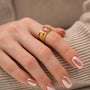 Pink Stone Textured Resizable Ring