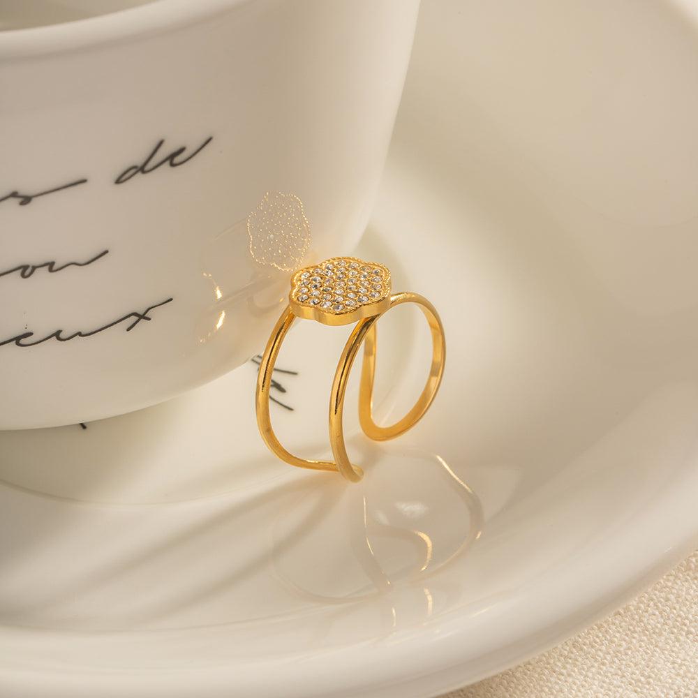 फ्लोरा ज़िरकोनिया स्तरित आकार बदलने योग्य अंगूठी