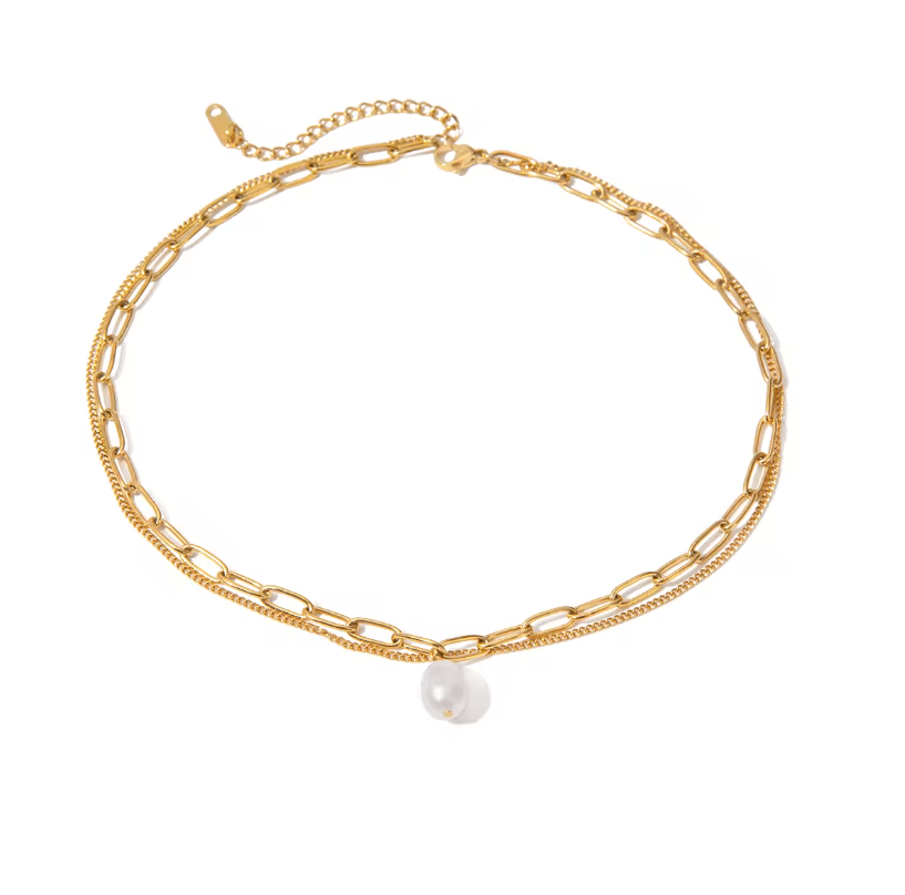 मोती पेपर क्लिप स्तरित हार