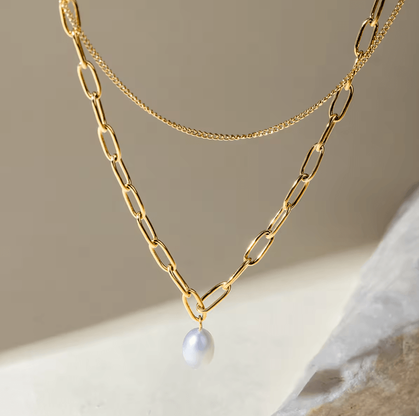 मोती पेपर क्लिप स्तरित हार