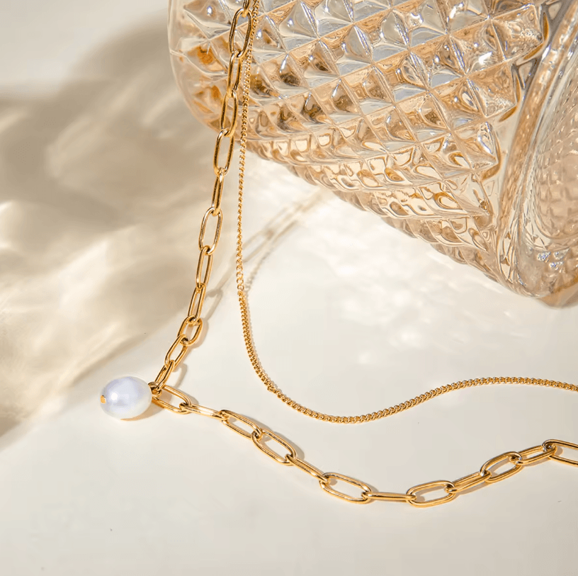 मोती पेपर क्लिप स्तरित हार