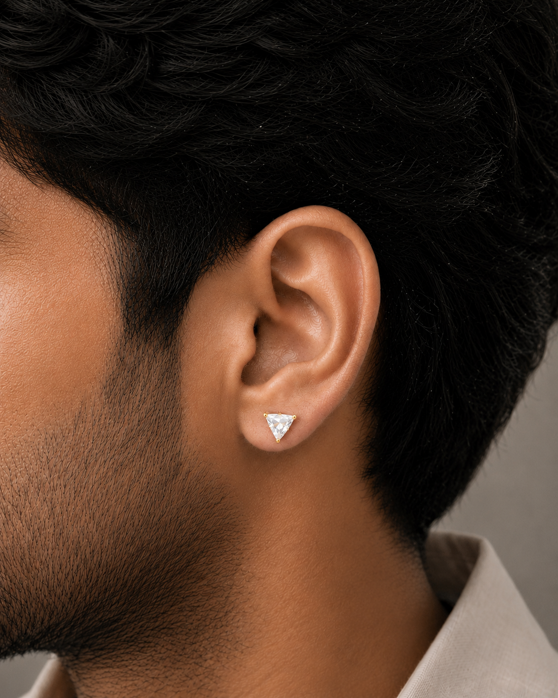 Triangle Diamond Stud Earring