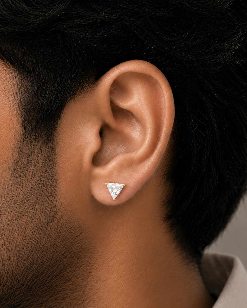 Triangle Diamond Stud Earring
