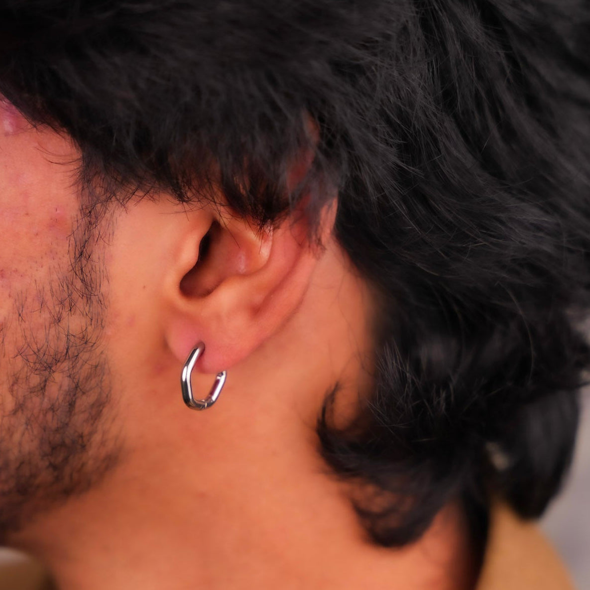 हेक्सागोन हूप इयररिंग्स - सिल्वर