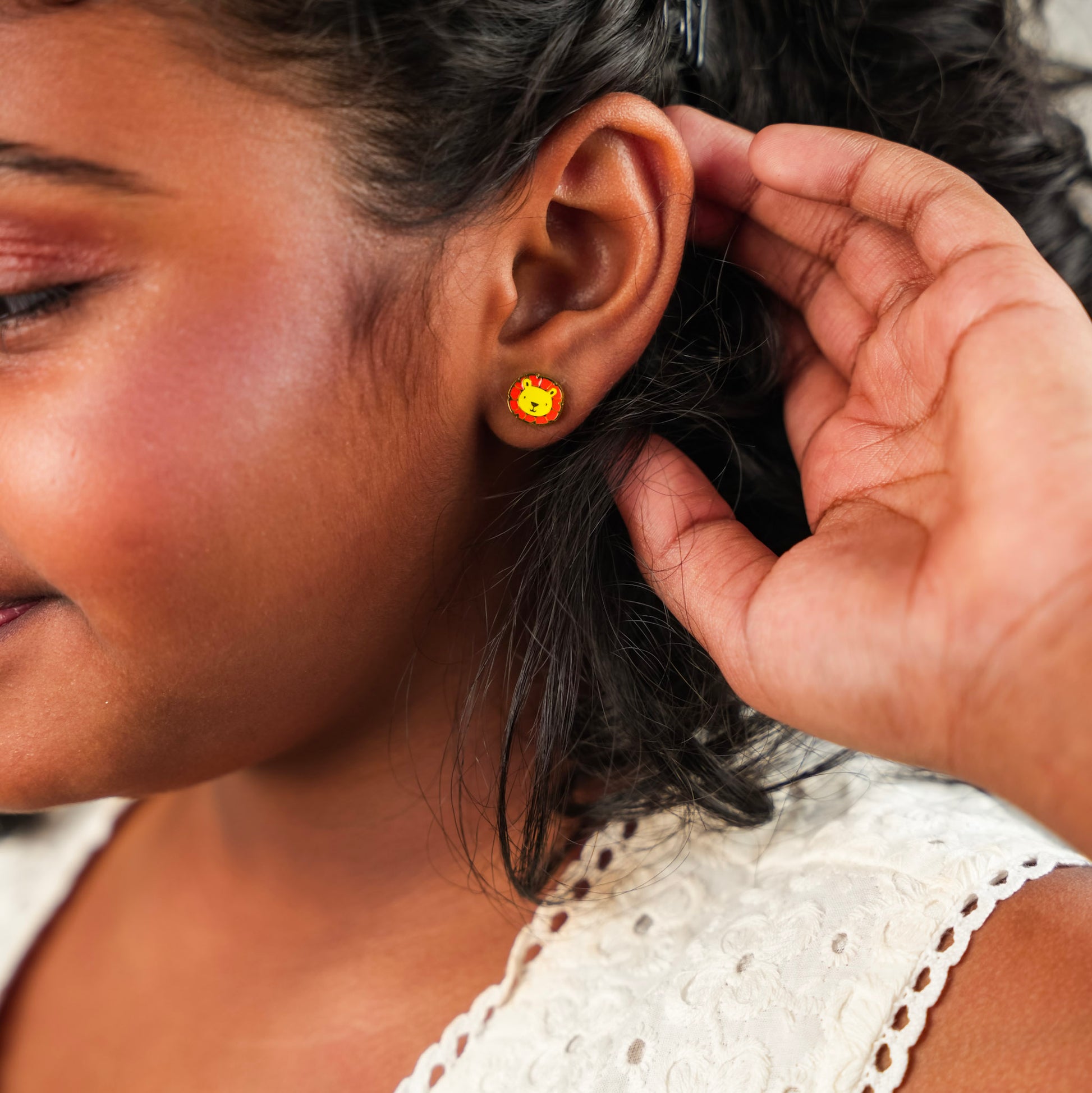 Cute Lion Stud Earring
