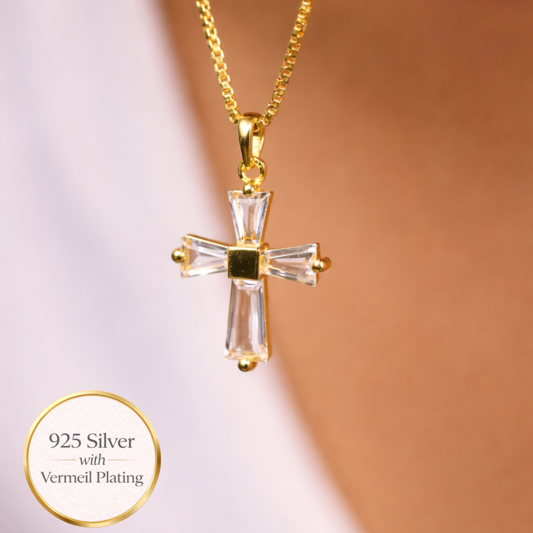 925 Silver 22kt Gold Plated Cross Elite Necklace