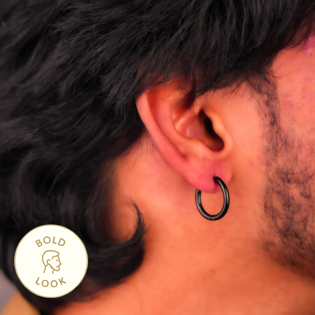 Black Petite Hoop Earring - 14 MM