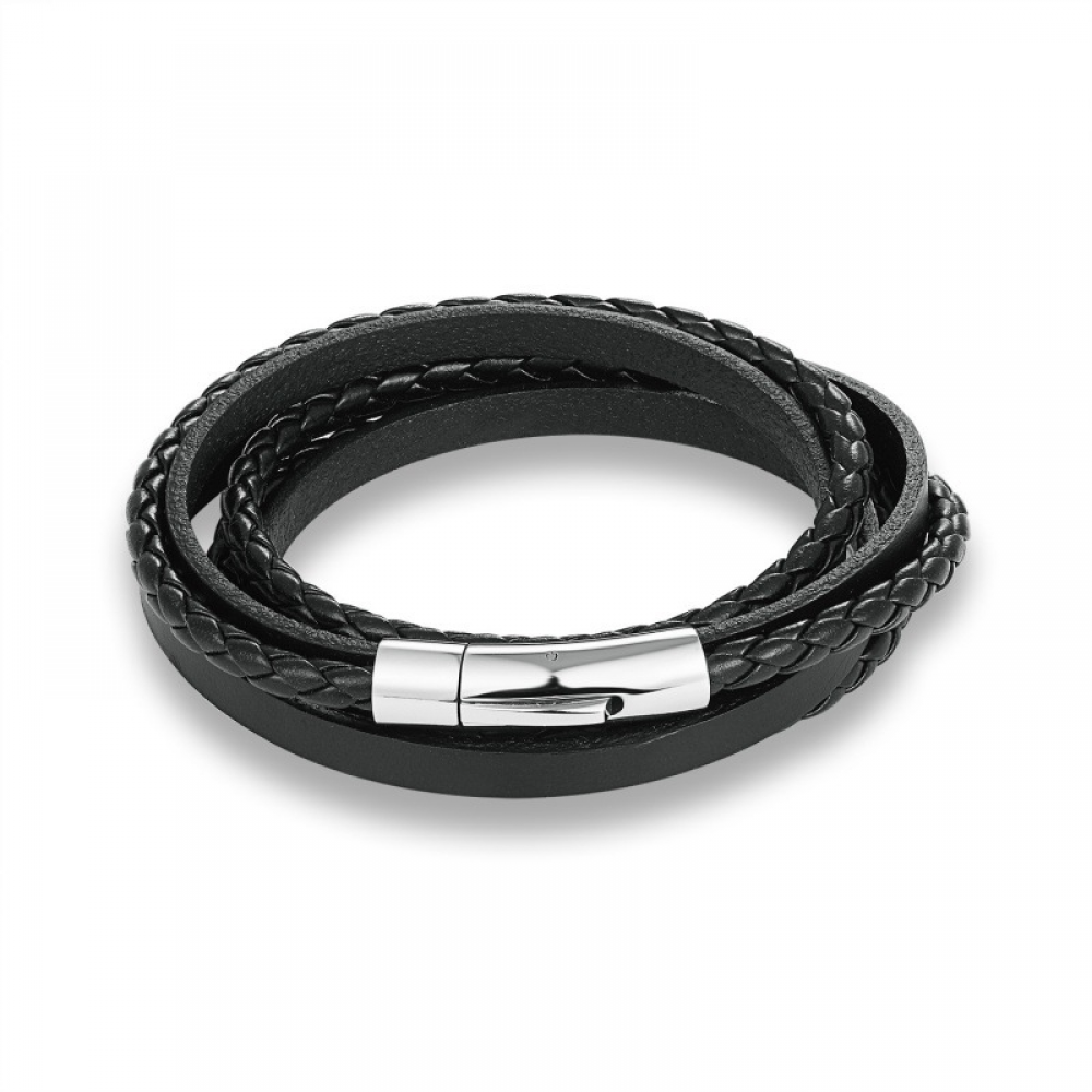 Multilayer Leather Bracelet - Black