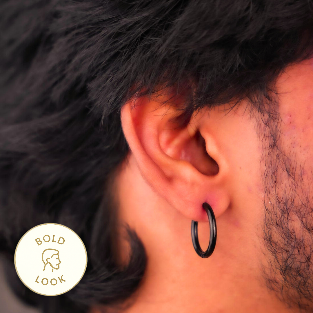 Black Petite Hoop Earring - 16 MM