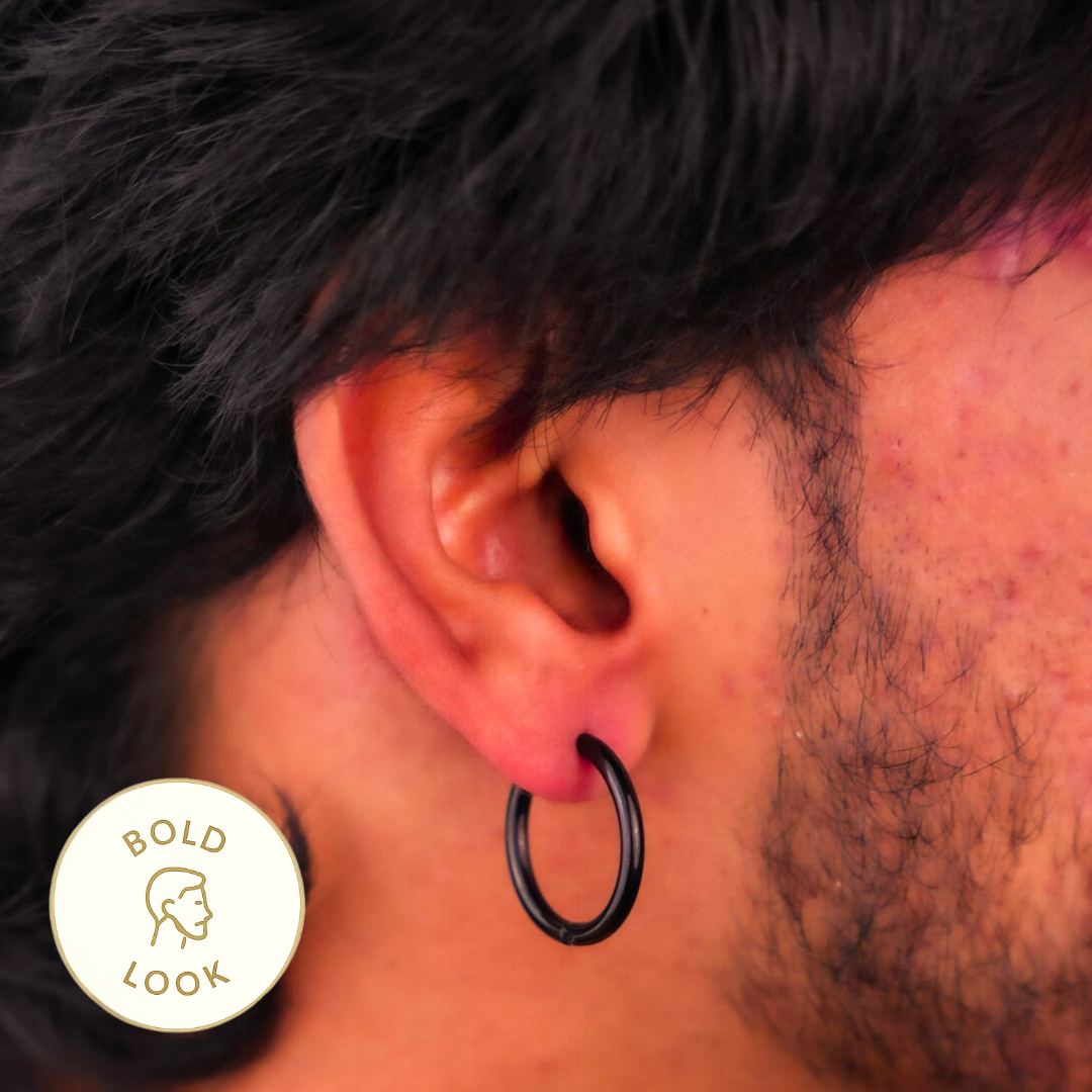 काले गोल हूप इयररिंग्स - 18 MM