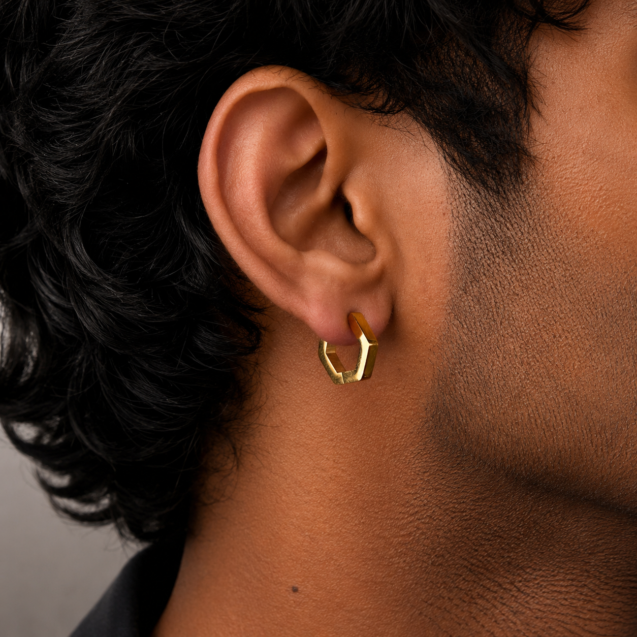 Pentagon Hoop Earring