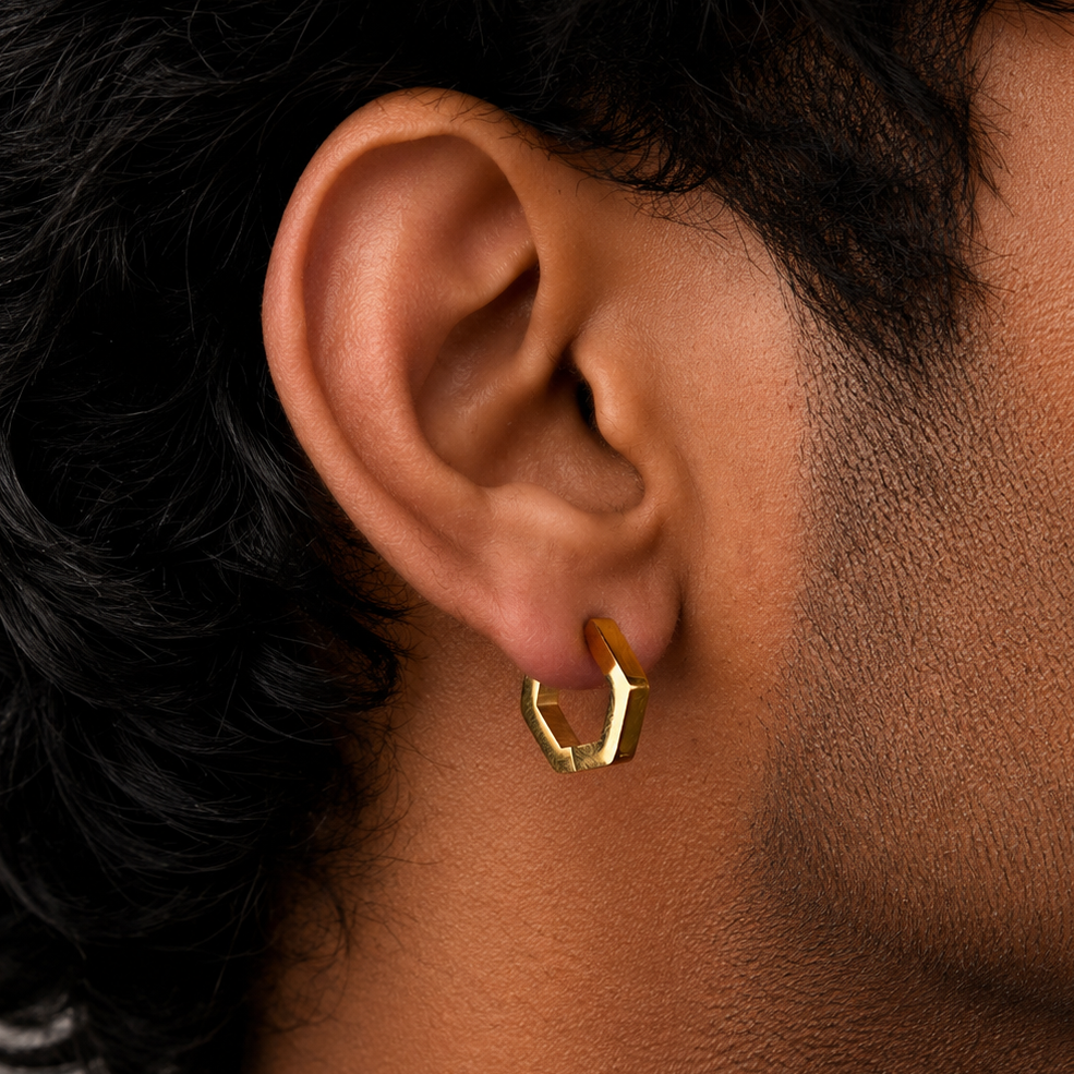 Pentagon Hoop Earring