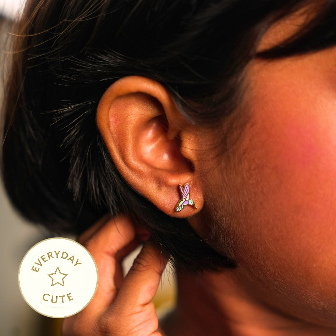 Vibrant Bird Stud Earring