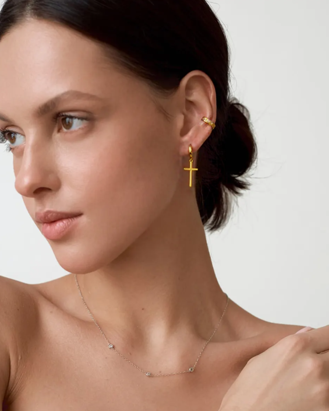 Classic Cross Hanging Hoop Earring