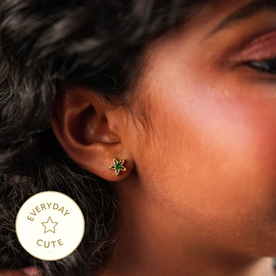 Star Emerald Stud Earring