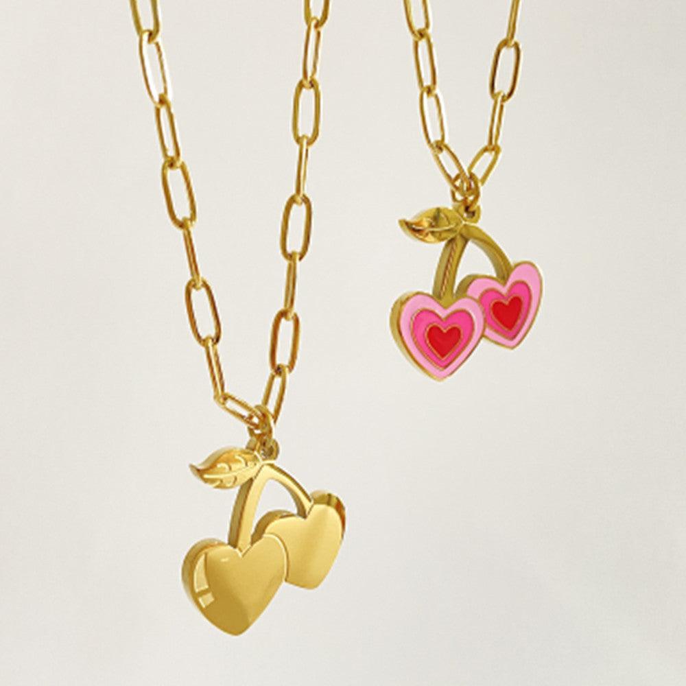 Hearty Fruity Necklace - Pink