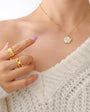 Moon Heart White Enamel Necklace