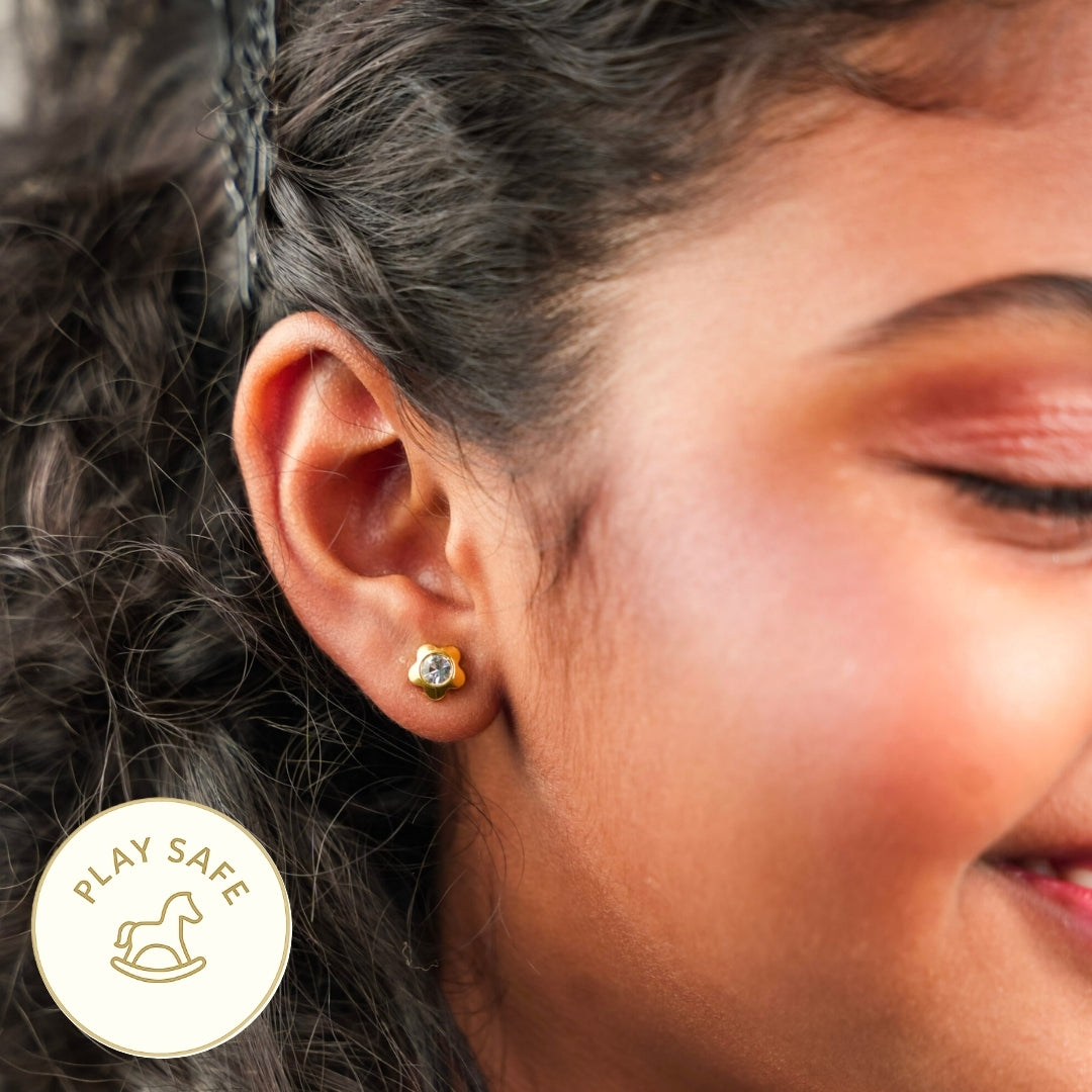 Diamond Flower Stud Earring