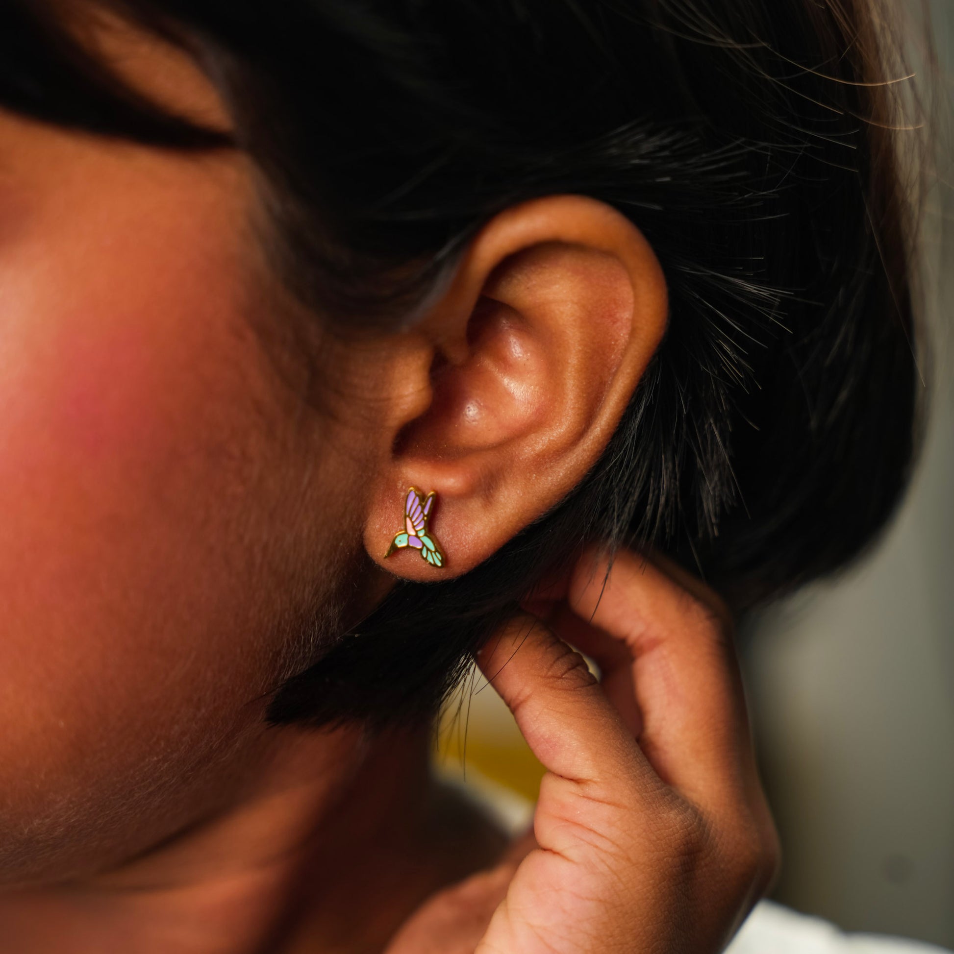 Vibrant Bird Stud Earring