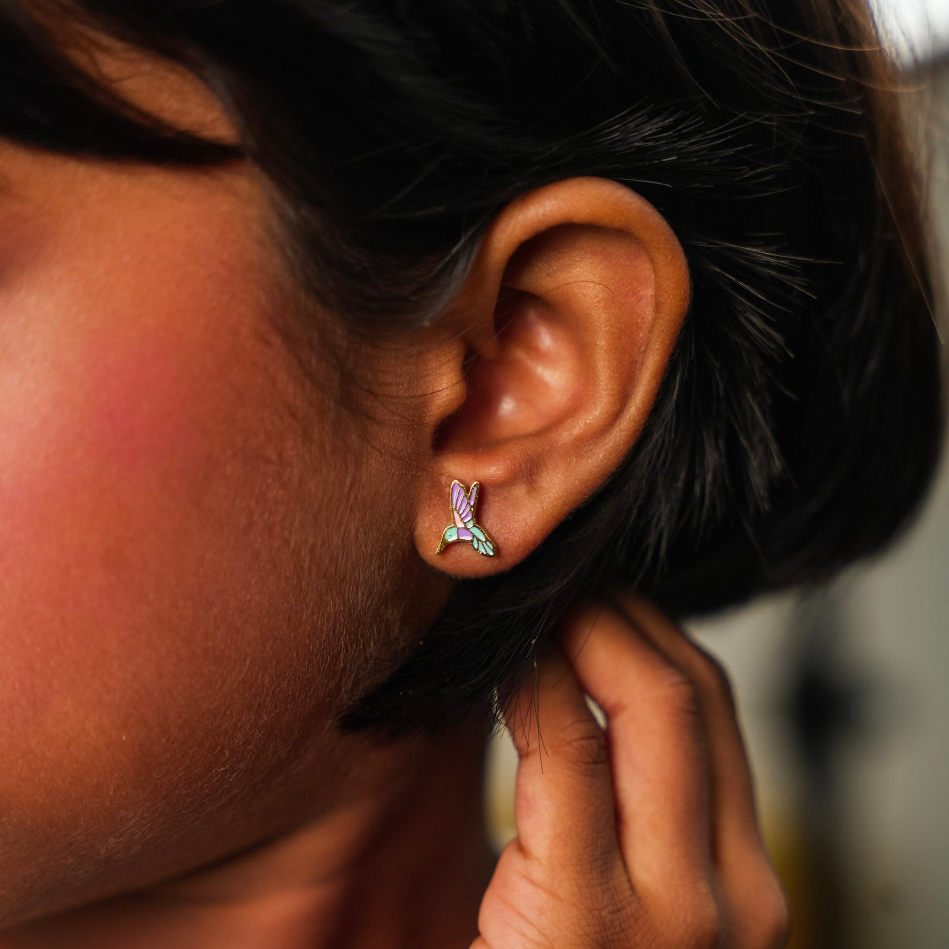 Vibrant Bird Stud Earring