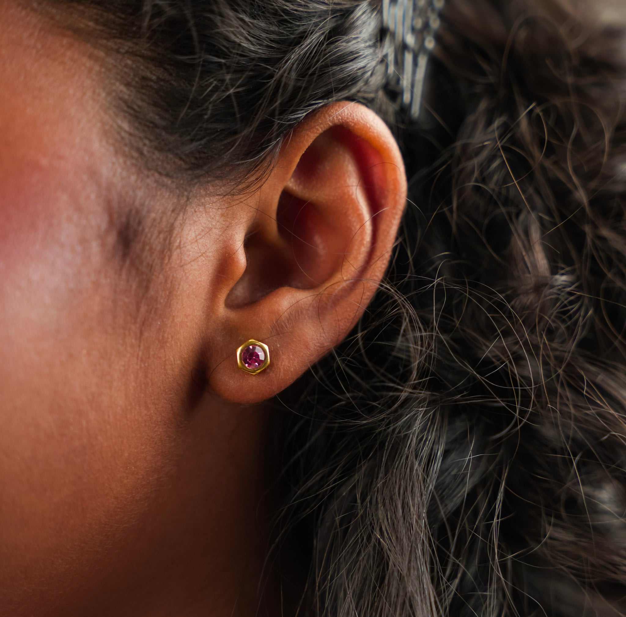 Hexagon Stud Earring