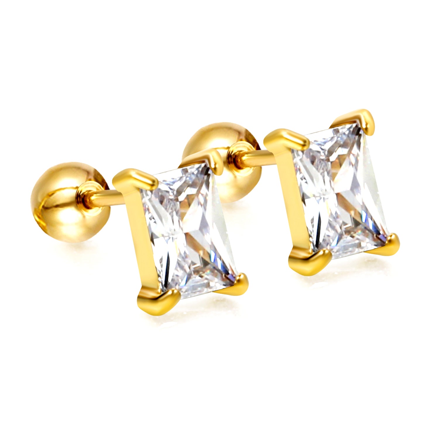 Rectangle Diamond Stud Earring
