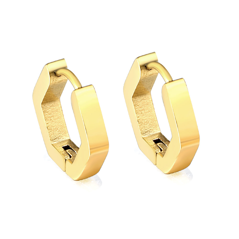 Pentagon Hoop Earring - Gold