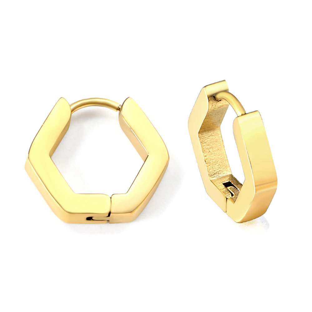 Pentagon Hoop Earring - Gold