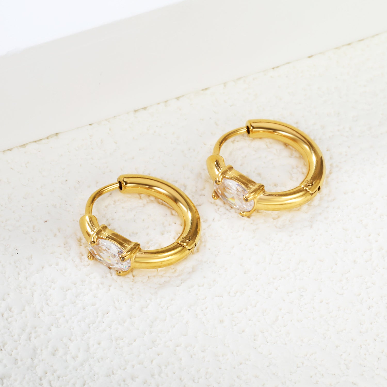 Sparkle Huggie Hoop Earring - Oval