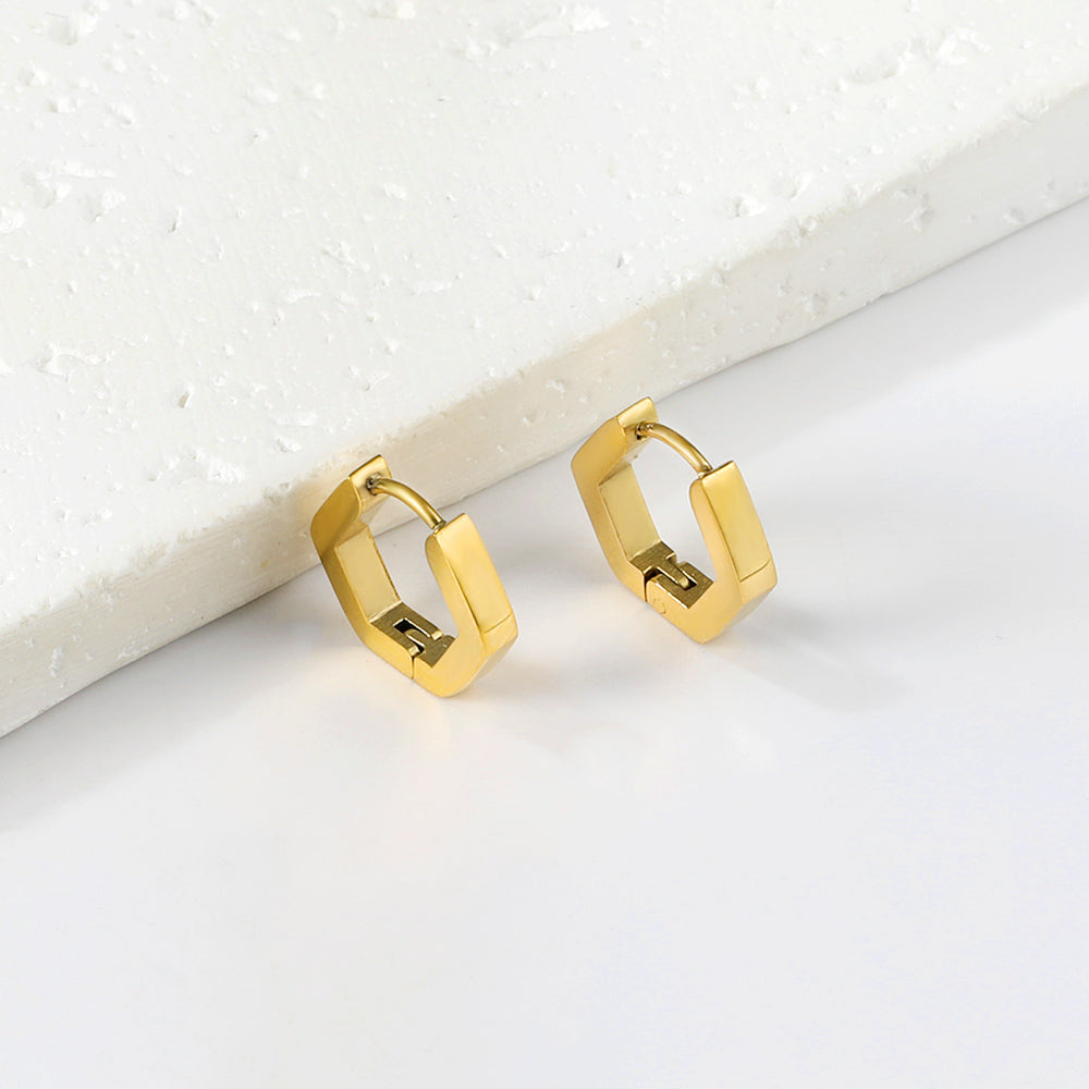 Pentagon Hoop Earring - Gold