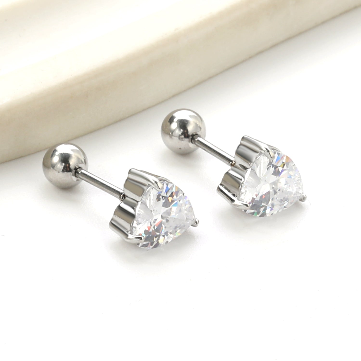 Heart Diamond Stud Earring