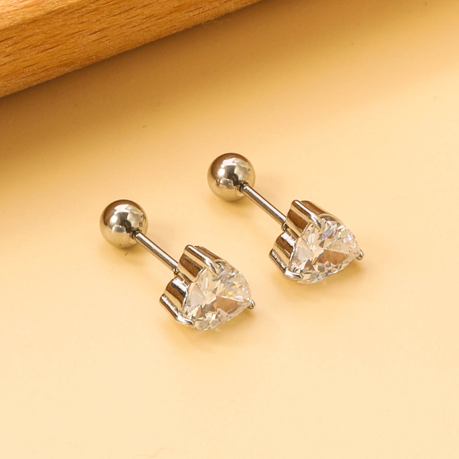 Heart Diamond Stud Earring