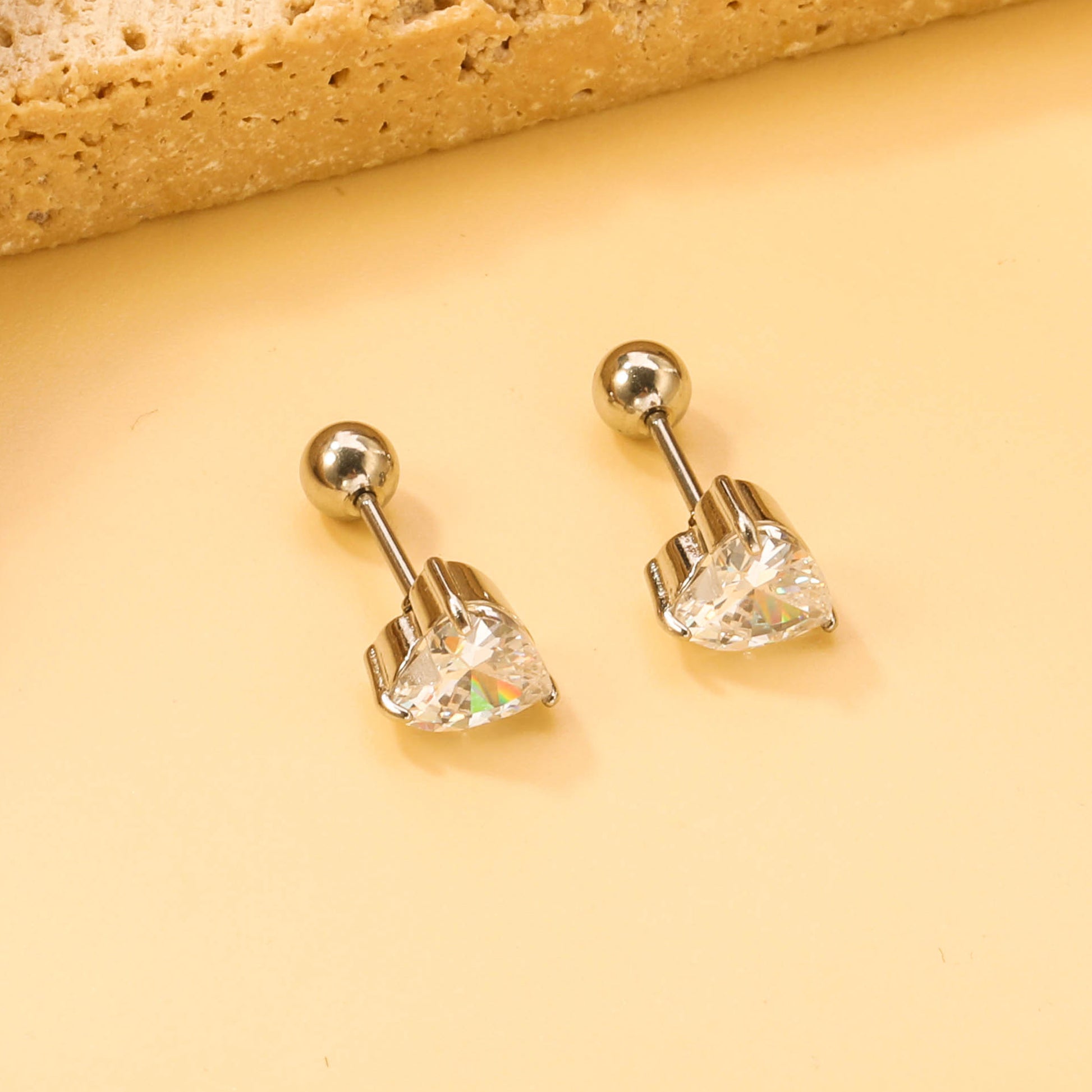 Heart Diamond Stud Earring